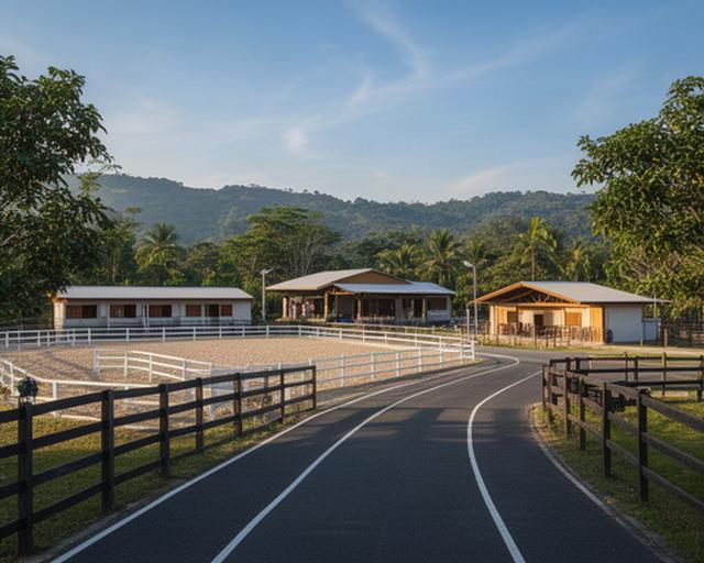 Vista de las instalaciones del club ecuestre en Barrancabermeja con pista de entrenamiento y zona campestre
